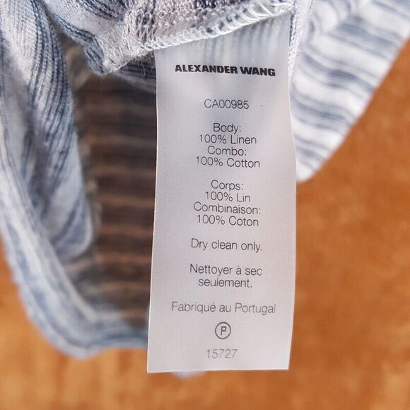 T ALEXANDER WANG Womens Top Medium Gray Stripe Tank Pullover Linen - Picture 3 of 7